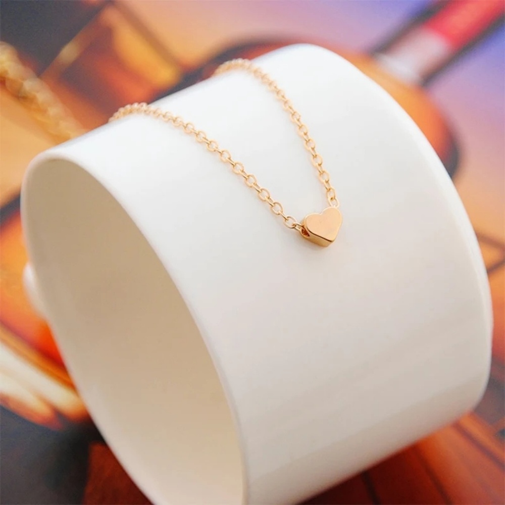 Silver Dainty Heart Necklace Choker A22 - Picture 2 of 3